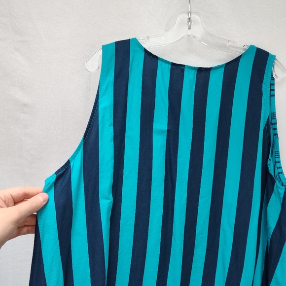 NEW Beyond Capri striped print dress asymmetric midi lagenlook turquoise resort - Picture 12 of 12